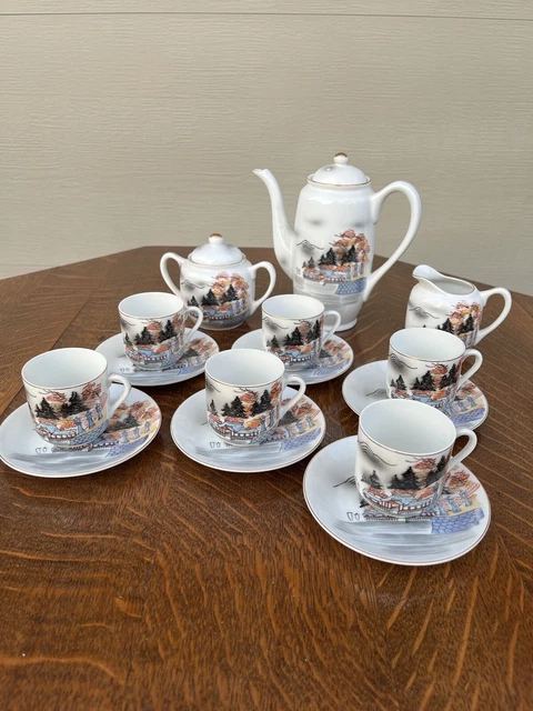 Vintage Hand Painted Chinese Tea Set for 6