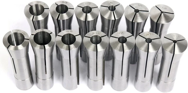 13Pcs Precision R8 Collets Set 1/8"- 7/8" Mill Chuck Holder for Bridgeport .0006