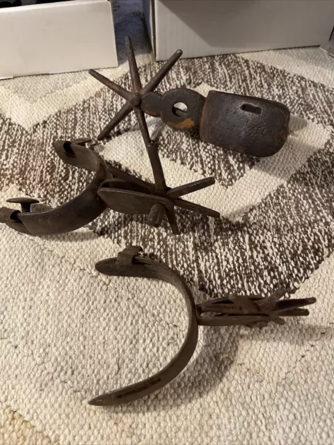 3 Heavy Old Mexican Spurs Early 1900s
