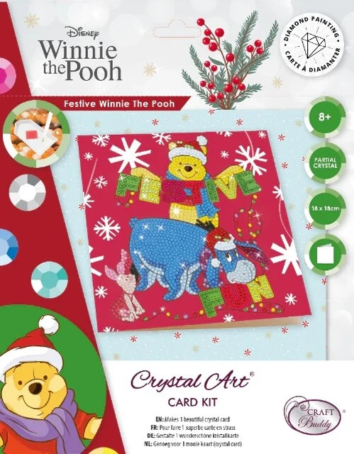 Crystal Art Weihnachtskarten-Kit - Disney Festive Winnie Puuh