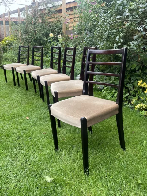 Set Of 6 Vintage Retro Teak Mid Century Dining Chairs Six For Reupholstery 2