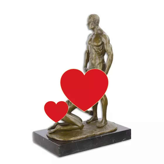 9973925 Escultura de Bronce Mann & Mujer Liebendes Par Atleta 22 ,6x14,1x32,4cm