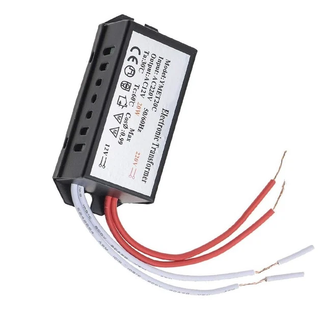 Transformateur électronique 220V-240V Vers 12V Pour Lampes Halogènes - 105W Max - Compatible G4/G5.3/MR11/MR16 - Sécurité CE