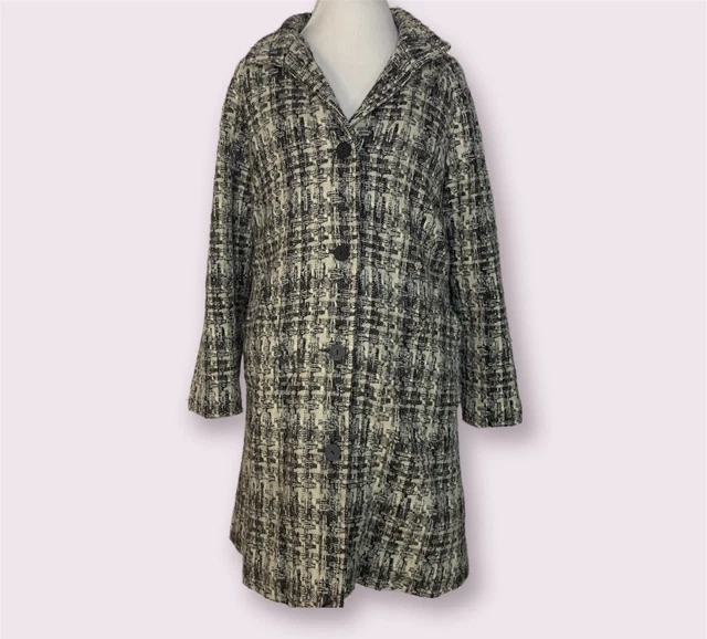 J Jill Womens Winter Jacket Coat Tweed Wool Alpaca Button Up Classic Size S