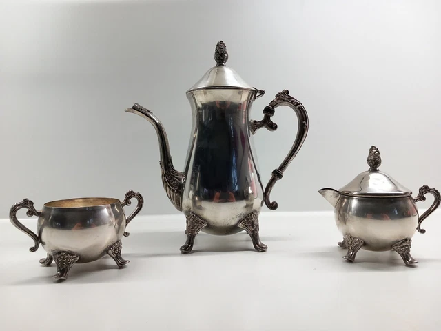 Kaffee/Teekanne  mit Zuckerdose & Milchkännchen Vintage Versilbert gebraucht