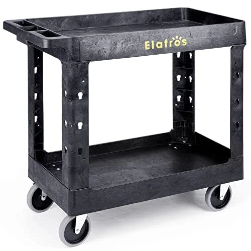 Heavy Duty Plastic Utility Cart 34 x 17 Inch - Work Cart Tub Storage W/Deep