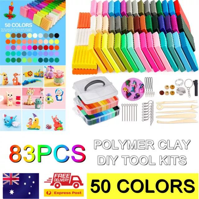 83pcs Polymer Clay Block Craft DIY Kit Oven Bake Modeling Tools Kid Toy Gift Box