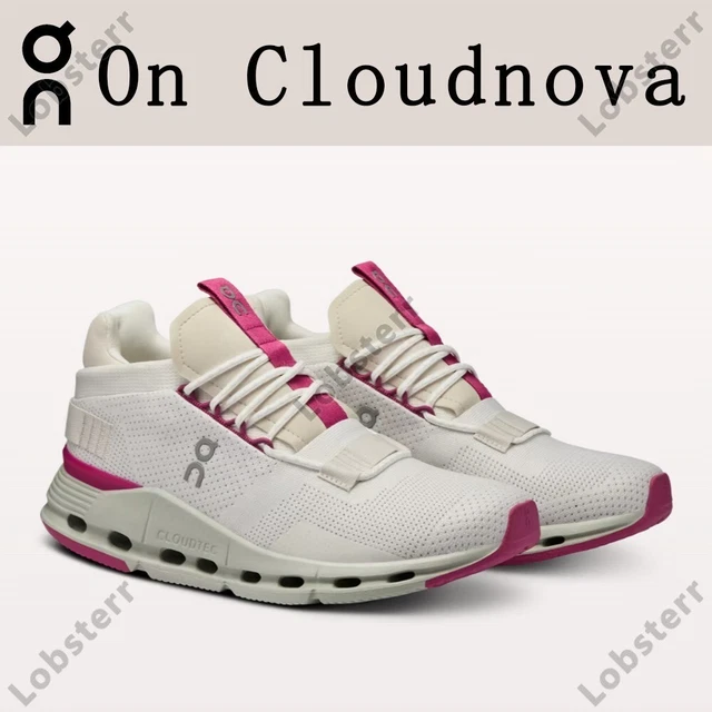 On Cloud Cloudnova Unisex Running Shoes - White Pink Peach - Enhanced Traction