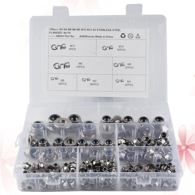 180 Pcs Hardware-Mutter Nuss-Bolzen-Sortiment Schraubenschlüssel