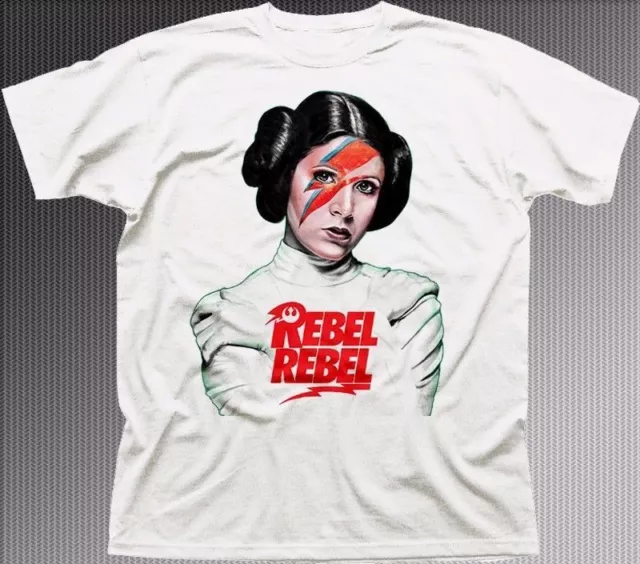 Princess Leia REBEL REBEL Star Wars inspired white cotton t-shirt 9313