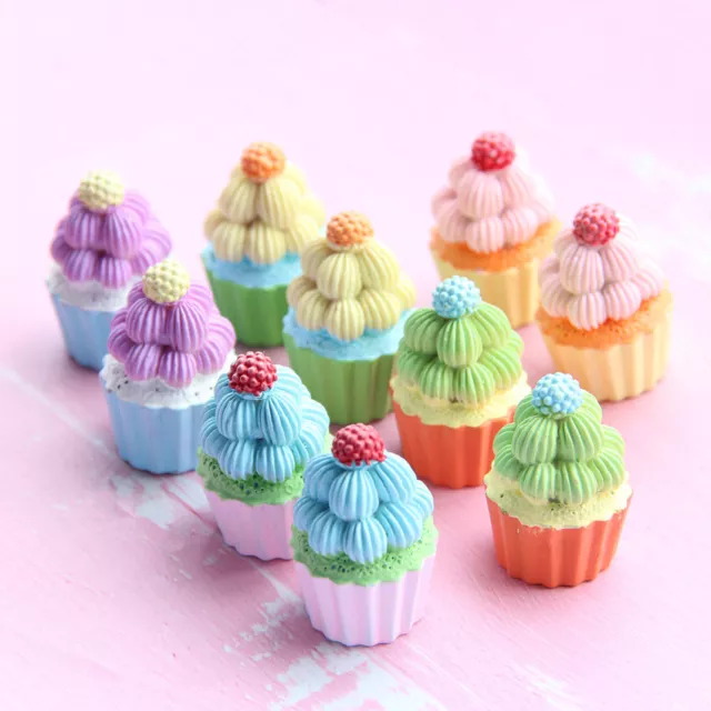 5PC Dollhouse Miniature 1/6 Scale Cream Cupcakes Dessert Cake Resin Kitchen Food