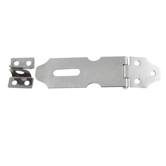 2 Pcs 3.4" Cabinet Padlock Door Safety Silver Tone Hasp Staple Set