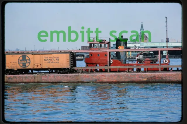 Original Slide, PRR Pennsylvania Tug Tugboat Trenton with Car Float, 1965