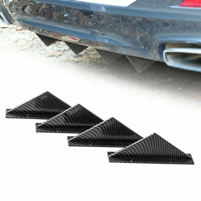 4Pcs Car Rear Bumper Lip Diffuser Shark Fin Body Kit Universal Back Splitter