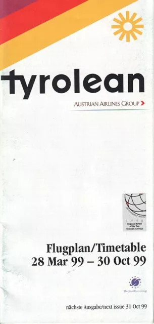 Tyrolean Airways timetable 1999/03/28