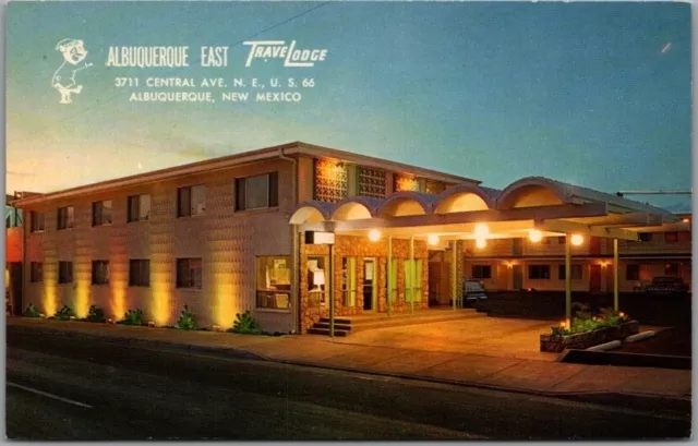 Albuquerque, New Mexico Postcard TRAVELODGE EAST / Highway 66 Roadside Curteich