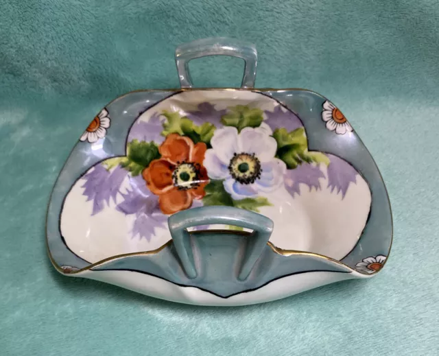Bol panier en porcelaine/céramique peint à la main, floral avec or doré, JAPON 3