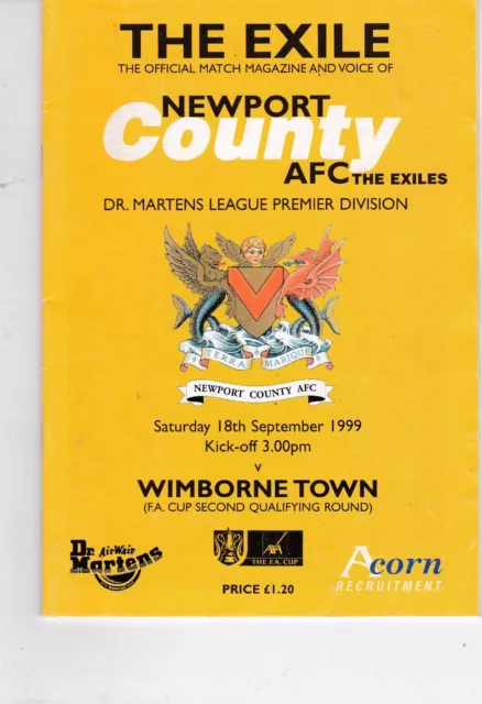 Newport County Home Programmes 1999 To Date Choose From Drop Down Menu 21/2/2024