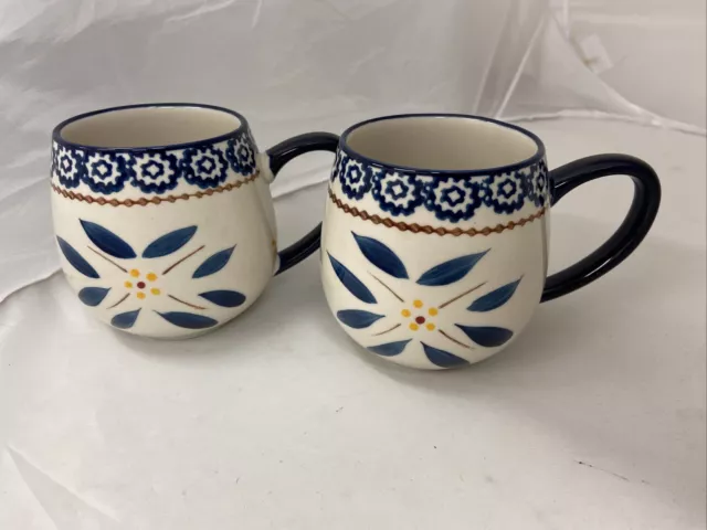 Temp-tations By Tara Old World Blue 14 Oz. Coffee/Tea Mug x 2