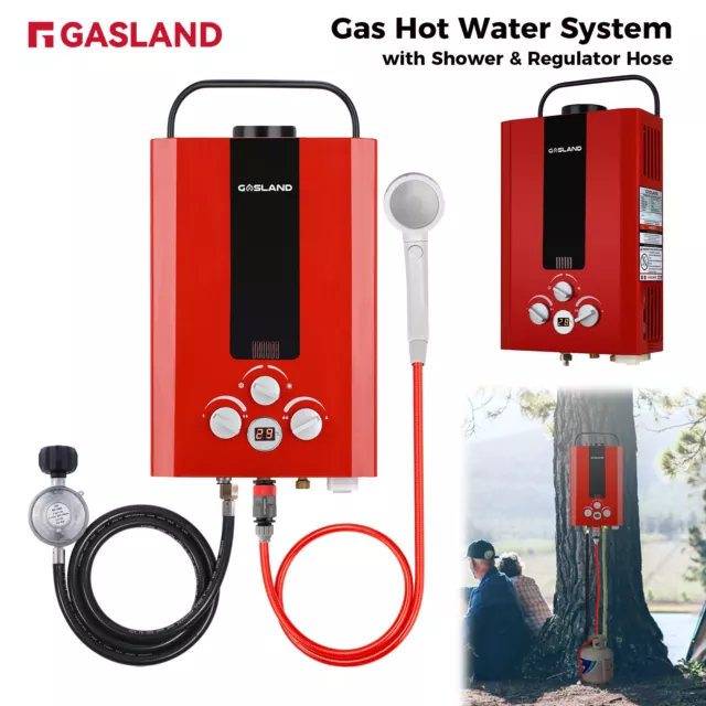 Gasland 8L Portable LPG Gas Hot Water Heater Camping Shower Kit Caravan Outdoor