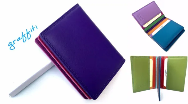 Golunski Multi Coloured Compact Leather Credit Card Holder 7-114 RFID Protected
