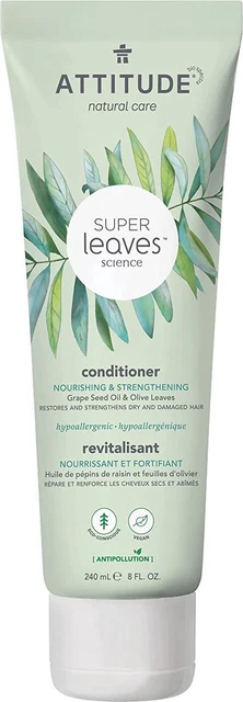 Acondicionador nutritivo y fortalecimiento Super Leaves Science de Attitude, 8 oz