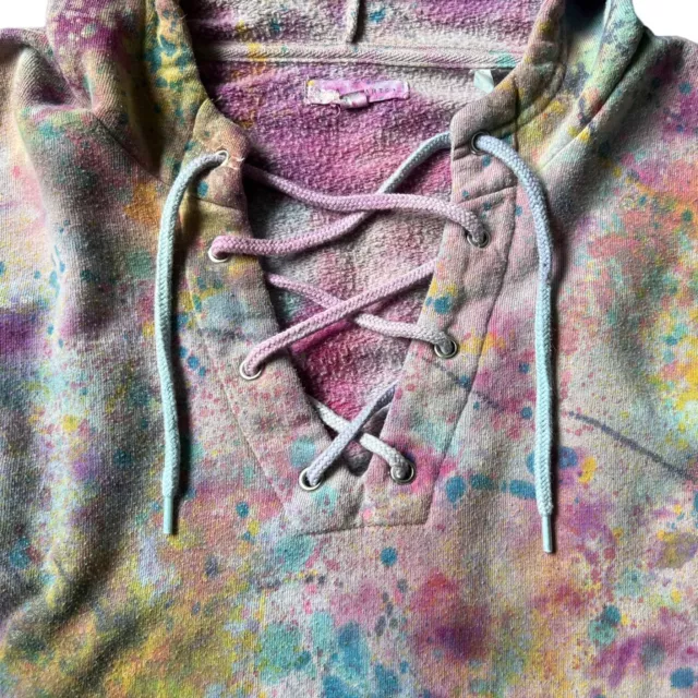 Tie Died PacSun LA Hearts M Cropped Hoodie Sweatshirt Lace Up Pullover Women's 3