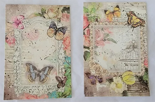 Victorian Trading 30 Asst Planner Framed Lace Butterfly Note Card Papers 44d