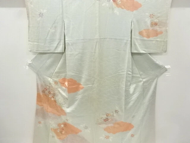 41764# Japanese Kimono / Antique Kimono / Shibori / Embroidery / Cloud & Kik