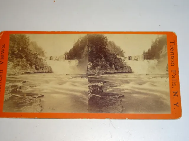 Trenton Falls NY High Fall, From Below by E & HT Anthony Stereoview photo