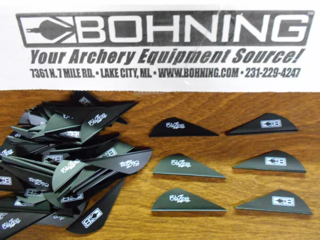 100 Black Bohning 2" Blazer Vanes Pack! archery arrow fletching