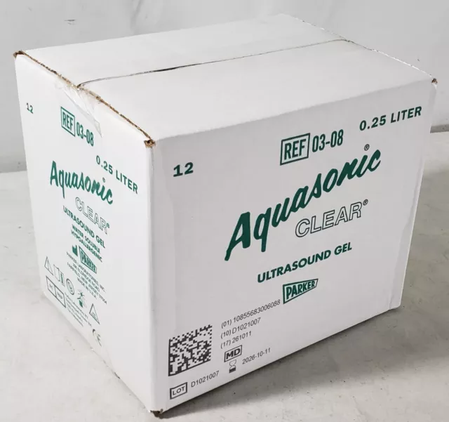 Case of 12 Aquasonic Clear Ultrasound Gel 0.25 liter (8.5 oz) Bottles Exp. 2026