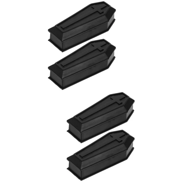 4 Pcs Simulation Coffin Pvc Ornament Halloween Prop Realistic Figurine Tabletop