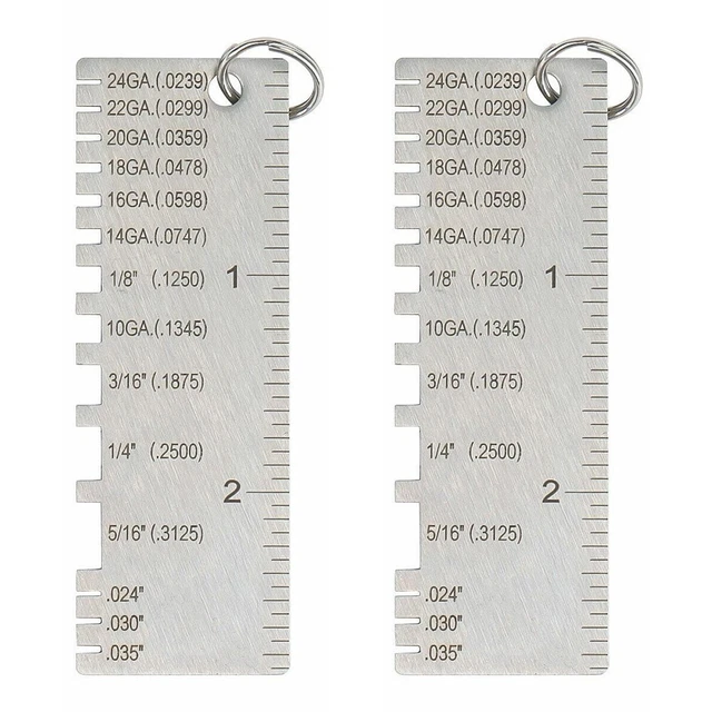 2pcs Thick ness Gage Sheet Metal Gauge Measuring Tool Wire Gauge Stainless Steel