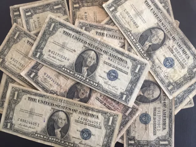1935 One Dollar Bill Well Circulated Silver Certificate Blue Seal Note • 1 Bill