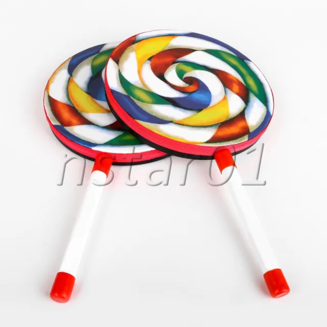 200x362mm Plastic Percussion Hand Drum w/ Hammer for School Set of 5 Multicolor