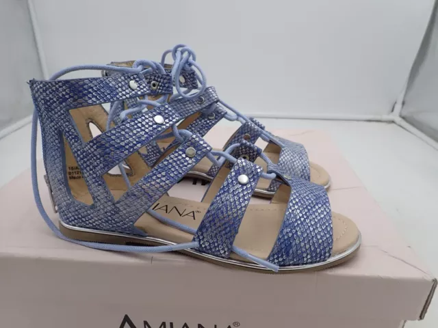 Amiana 15-A5530 Gladiator Sandal, Girl s Size 12, Blue Cobra