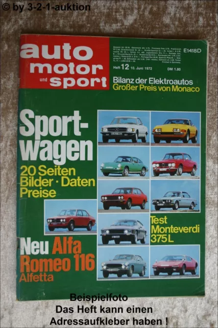 Ams Car Motor Sport 12/72 VW Porsche 916 Opel Ascona + Manta Monteverdi