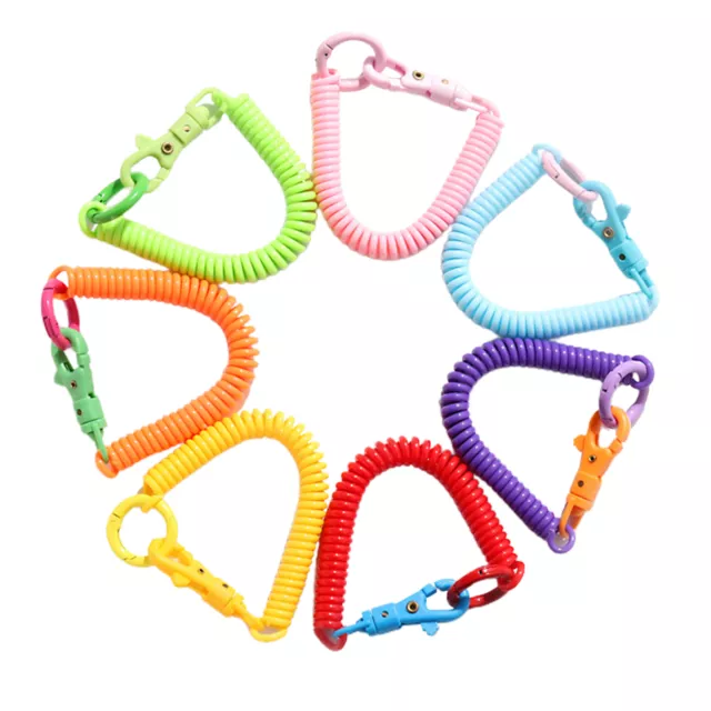 1Pc Spiral Key Chain Retractable Clip On Ring Stretchy Elastic Spring  Keyring