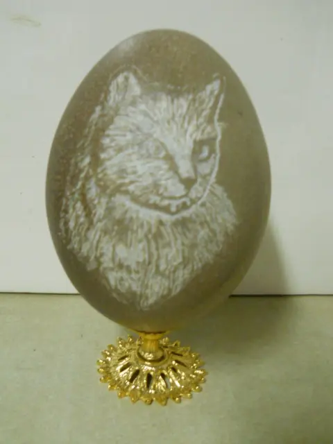 Huevo esponjoso gato gatito grabado tallado soplado soplado artículo de regalo único