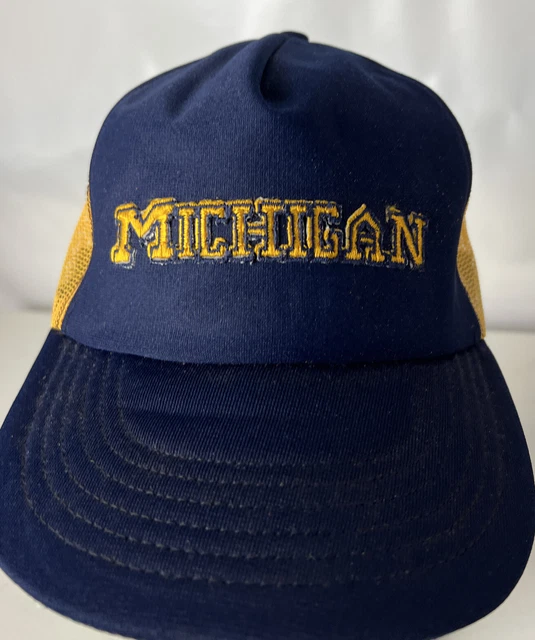 Michigan Wolverines Vintage 80's Hat Cap Made In USA Truckers Mesh Snapback Sewn