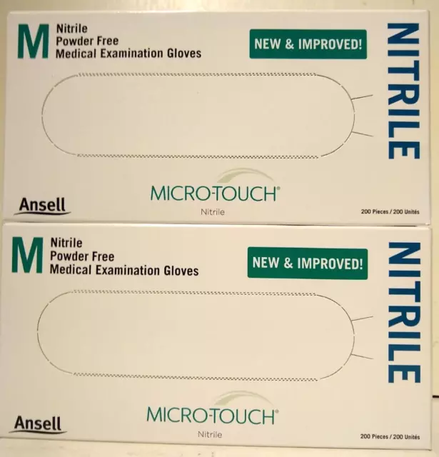 400 Nitrile Gloves Medium Micro-Touch Powder Free Medical Examination 6034302
