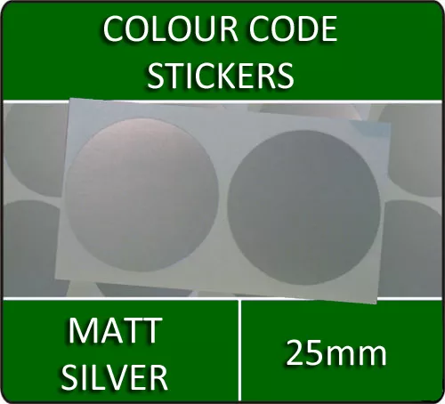 1000 Round Silver Labels 25mm Diameter