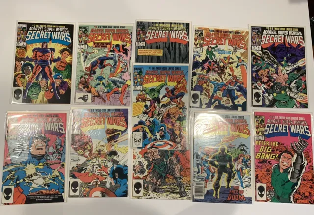 Secret Wars 1 2 3 4 5 6 7 9 10 11 12 Marvel Superheroes 1984 Lot of 11 VF-NM