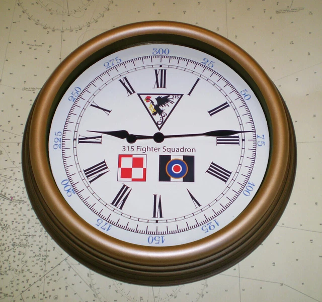 POLISH AIRFORCE 315 Squadron, WW2 RAF Fighter Command Wall Clock. 38cm ...