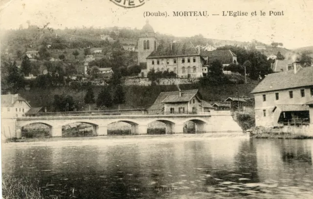 *20466 cpa Morteau - The Church and the Bridge