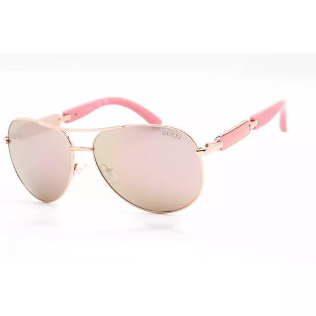 Guess Women's Sunglasses Full Rim Shiny Rose Gold Metal Aviator Frame GU7295 28G