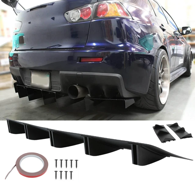 Car Rear Bumper Lip Diffuser Splitter 5-Fins Glossy For Mitsubishi Lancer EVO X