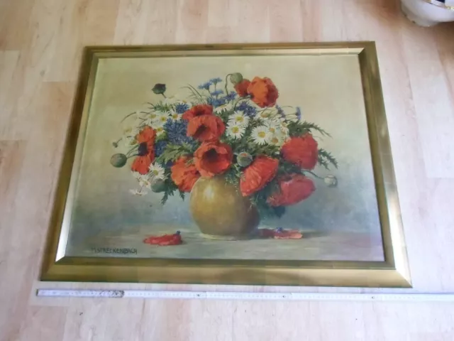 Gemälde Max Streckenbach Mohnblumen Kornblumen Original Kunstdruck Goldrahmen