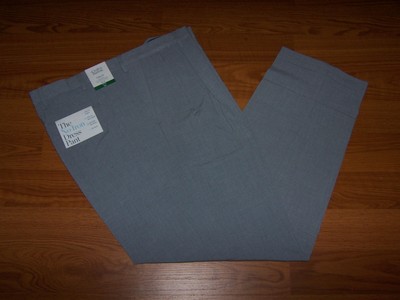 Size 48x34 Mens Classic Pleated Croft & Barrow No Iron Dress Pants (Gray)